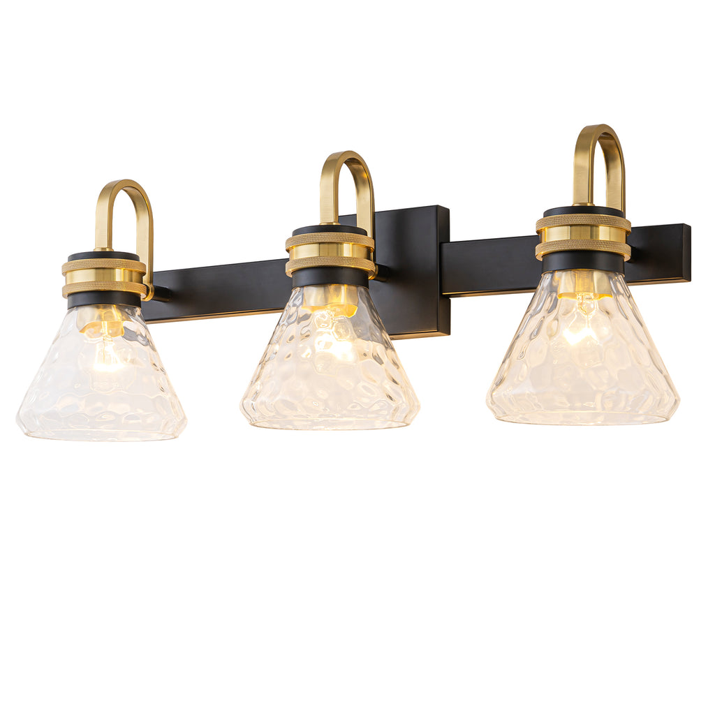 Modern Industrial Wall Sconce Hammered Textured Glass Shade Bathroom - product image 12 | Zenvolit