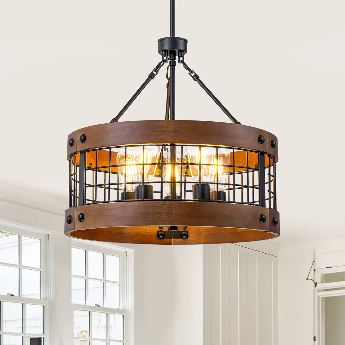 5-Light Black Rustic Farmhouse Chandelier Industrial Pendant Light - product image 2 | Zenvolit