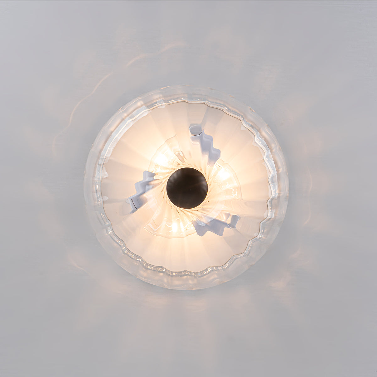 3 Light Flush Mount Ceiling Light Clear Glass Shade White Fixture - product image 4 | Zenvolit