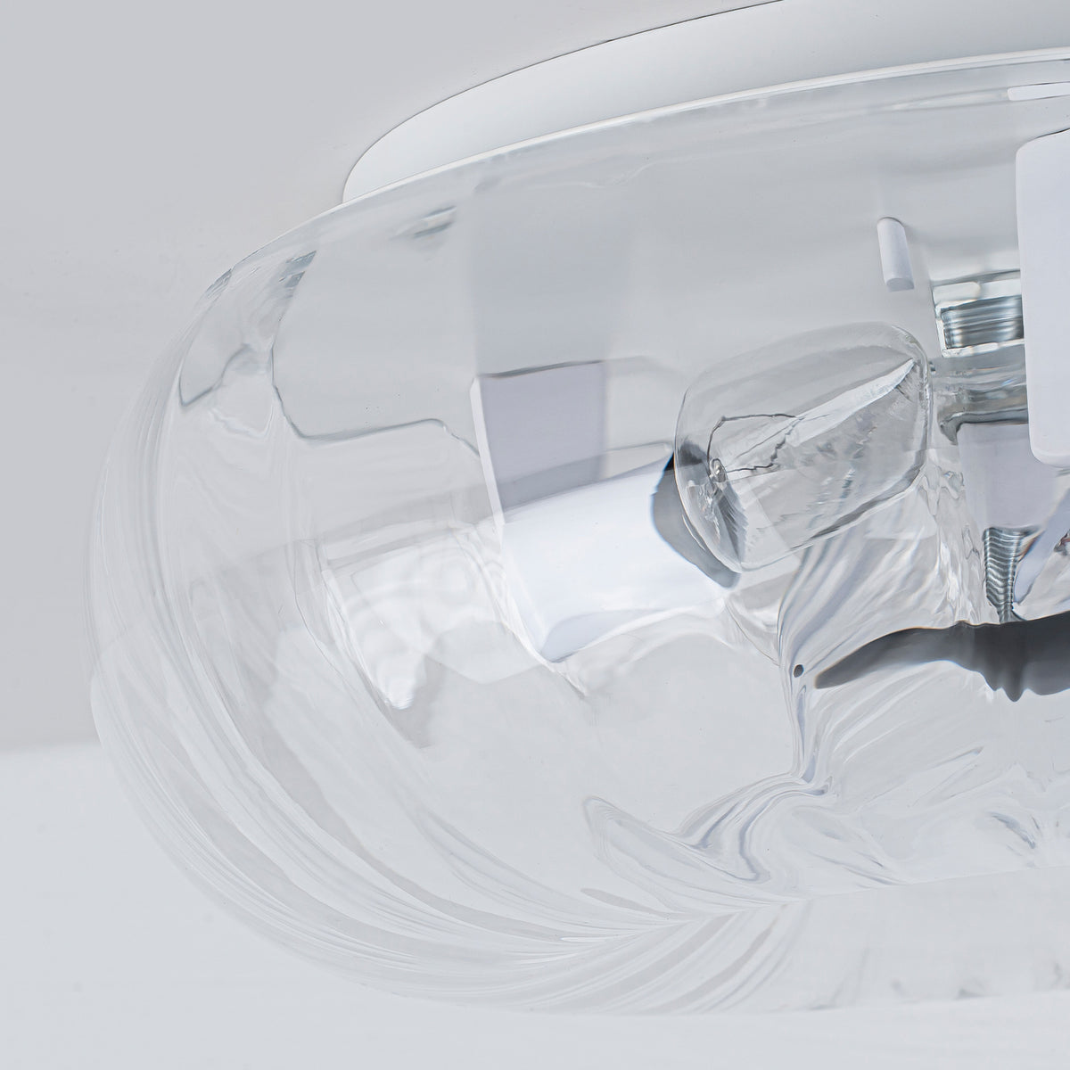 3 Light Flush Mount Ceiling Light Clear Glass Shade White Fixture - product image 5 | Zenvolit