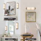 2-Light Antique Brass Cylinder Wall Sconce Frosted Glass Shade - product image 8 | Zenvolit