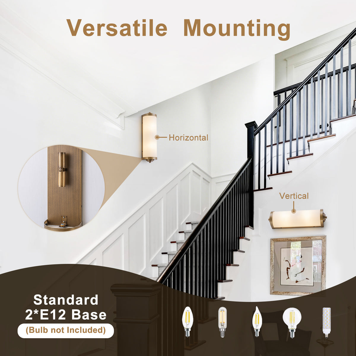2-Light Antique Brass Cylinder Wall Sconce Frosted Glass Shade - product image 9 | Zenvolit
