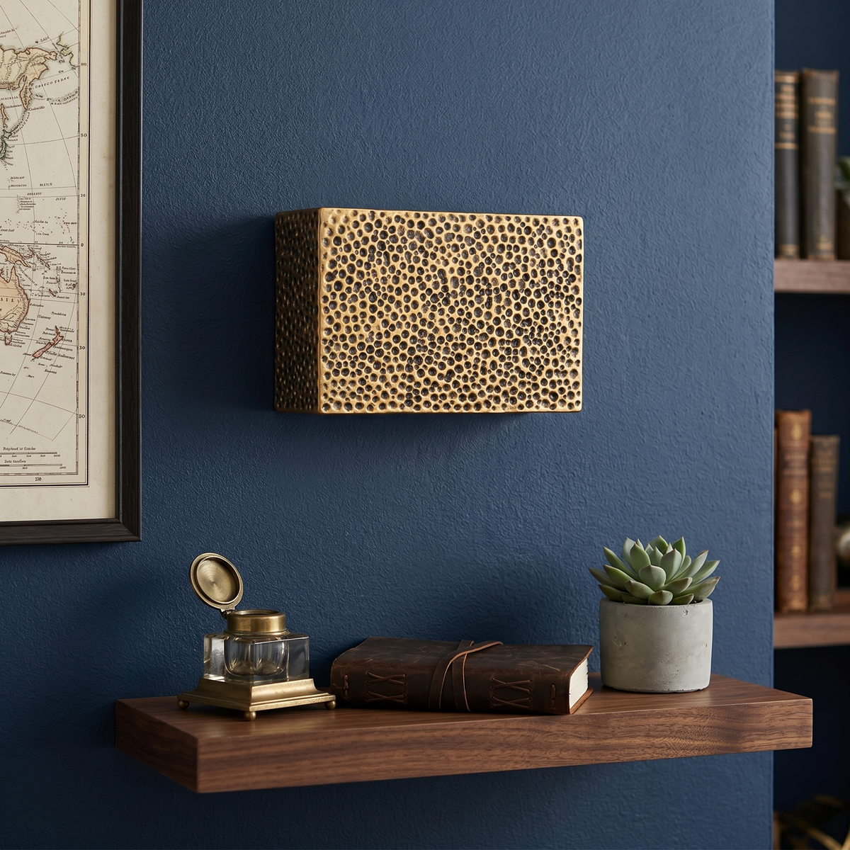 2-Light Hammered Rectangular Wall Sconce Textured Ceramic Shade - product image 2 | Zenvolit