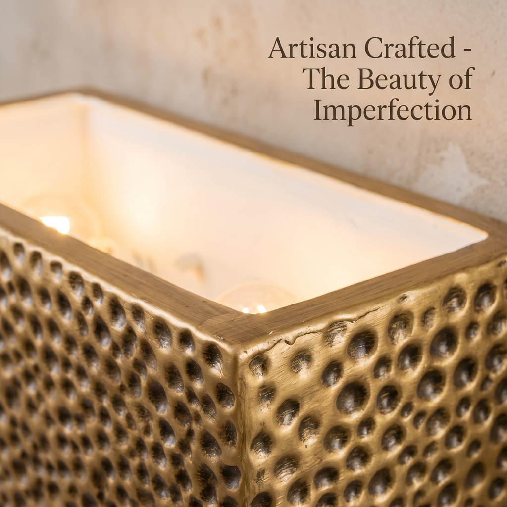 2-Light Hammered Rectangular Wall Sconce Textured Ceramic Shade - product image 4 | Zenvolit