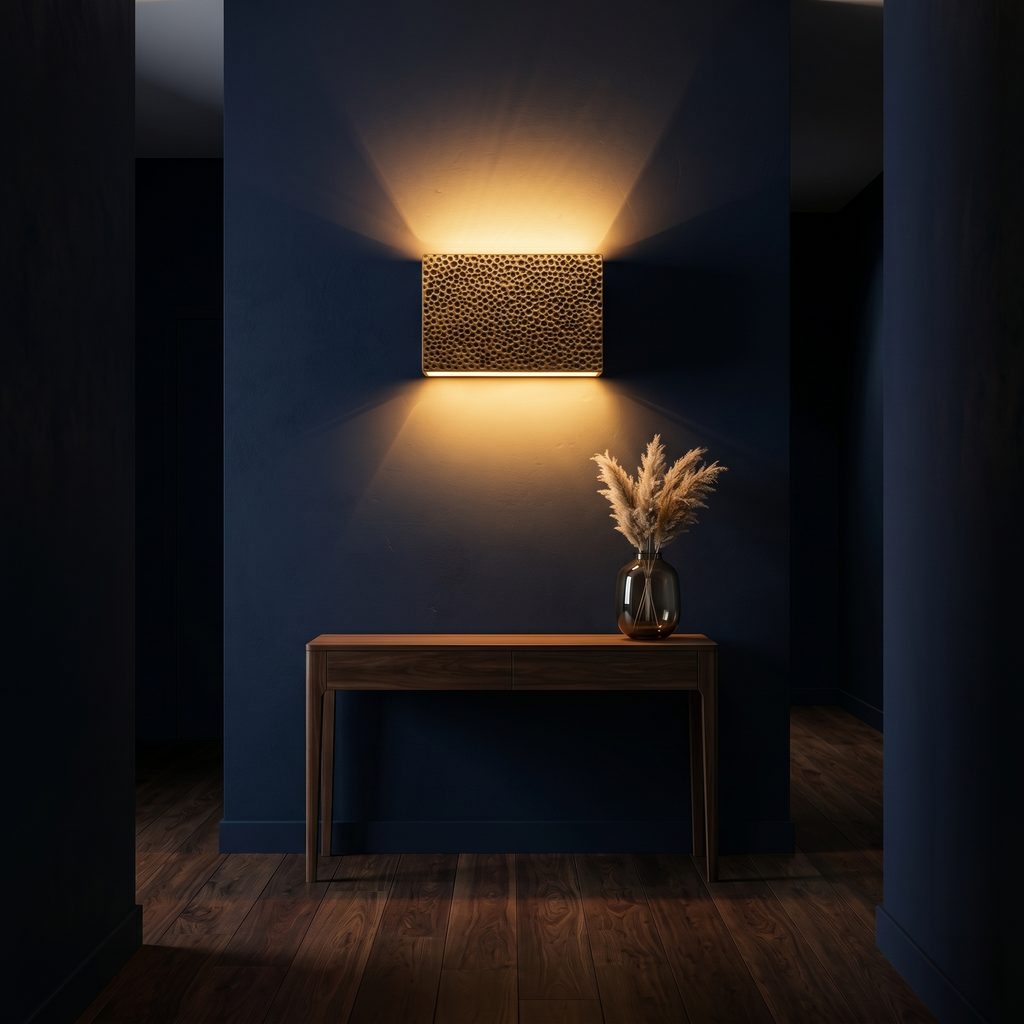2-Light Hammered Rectangular Wall Sconce Textured Ceramic Shade - product image 6 | Zenvolit