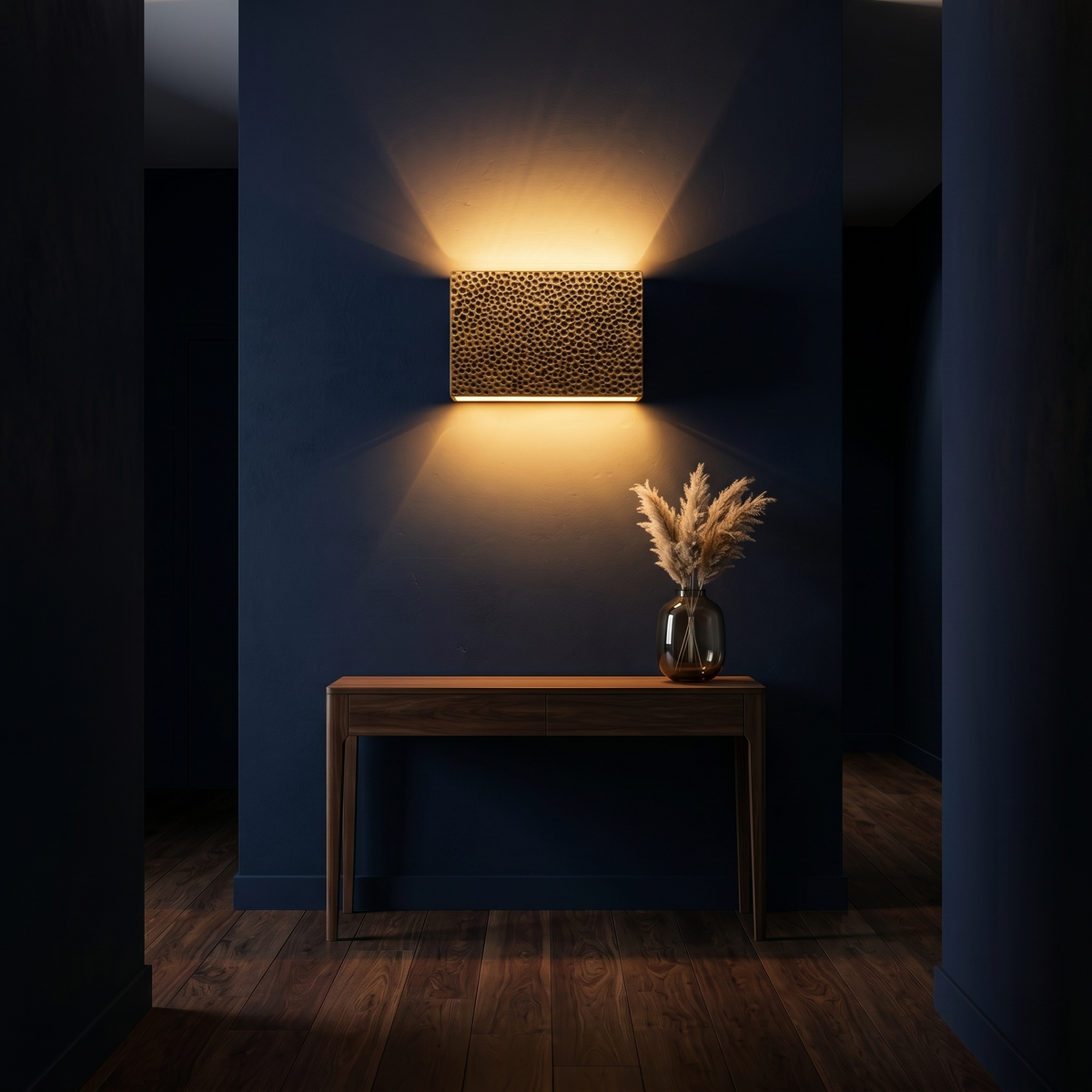 2-Light Hammered Rectangular Wall Sconce Textured Ceramic Shade - product image 6 | Zenvolit