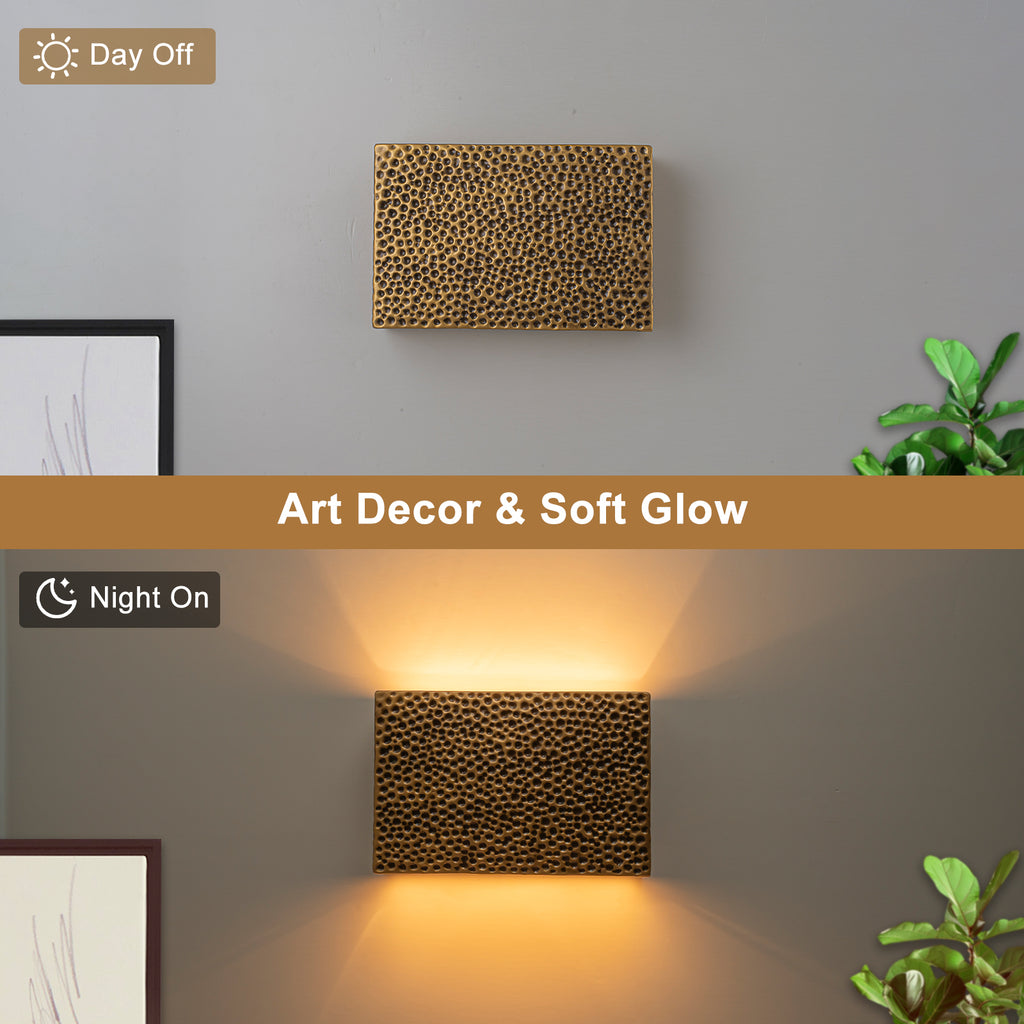 2-Light Hammered Rectangular Wall Sconce Textured Ceramic Shade - product image 7 | Zenvolit