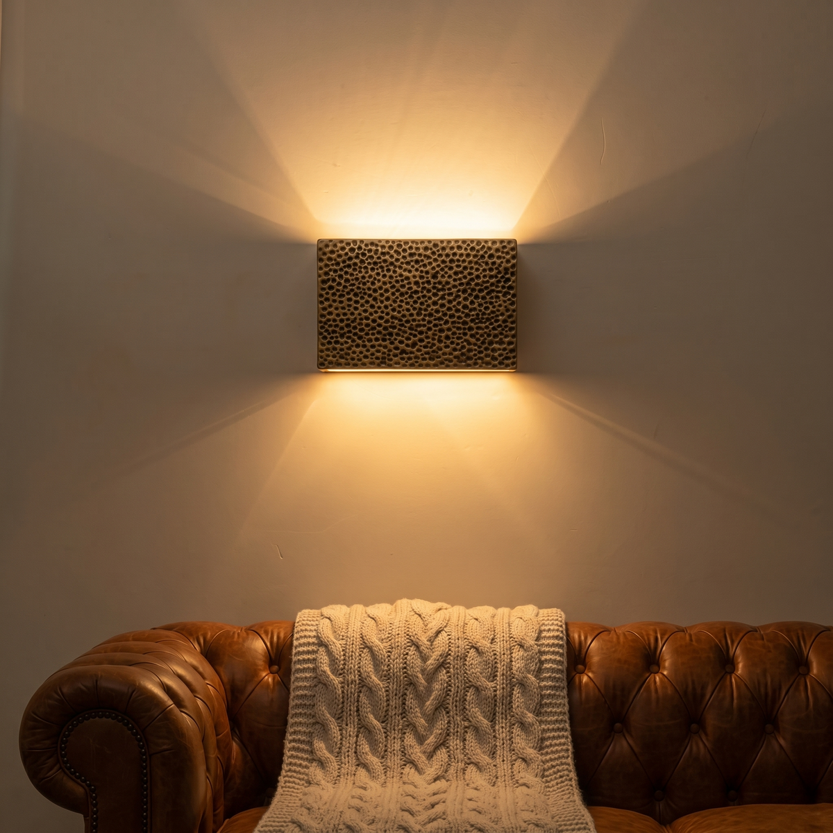 2-Light Hammered Rectangular Wall Sconce Textured Ceramic Shade - product image 14 | Zenvolit