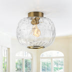 Modern Drum Flush Mount Ceiling Light Clear Textured Glass Shade - product image 1 | Zenvolit