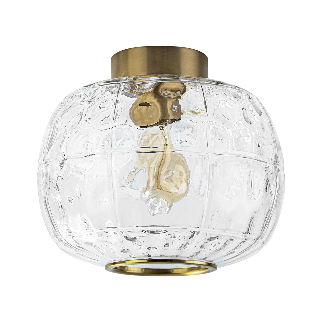 Modern Drum Flush Mount Ceiling Light Clear Textured Glass Shade - product image 3 | Zenvolit