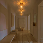 Modern Drum Flush Mount Ceiling Light Clear Textured Glass Shade - product image 5 | Zenvolit