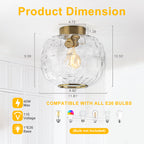 Modern Drum Flush Mount Ceiling Light Clear Textured Glass Shade - product image 10 | Zenvolit
