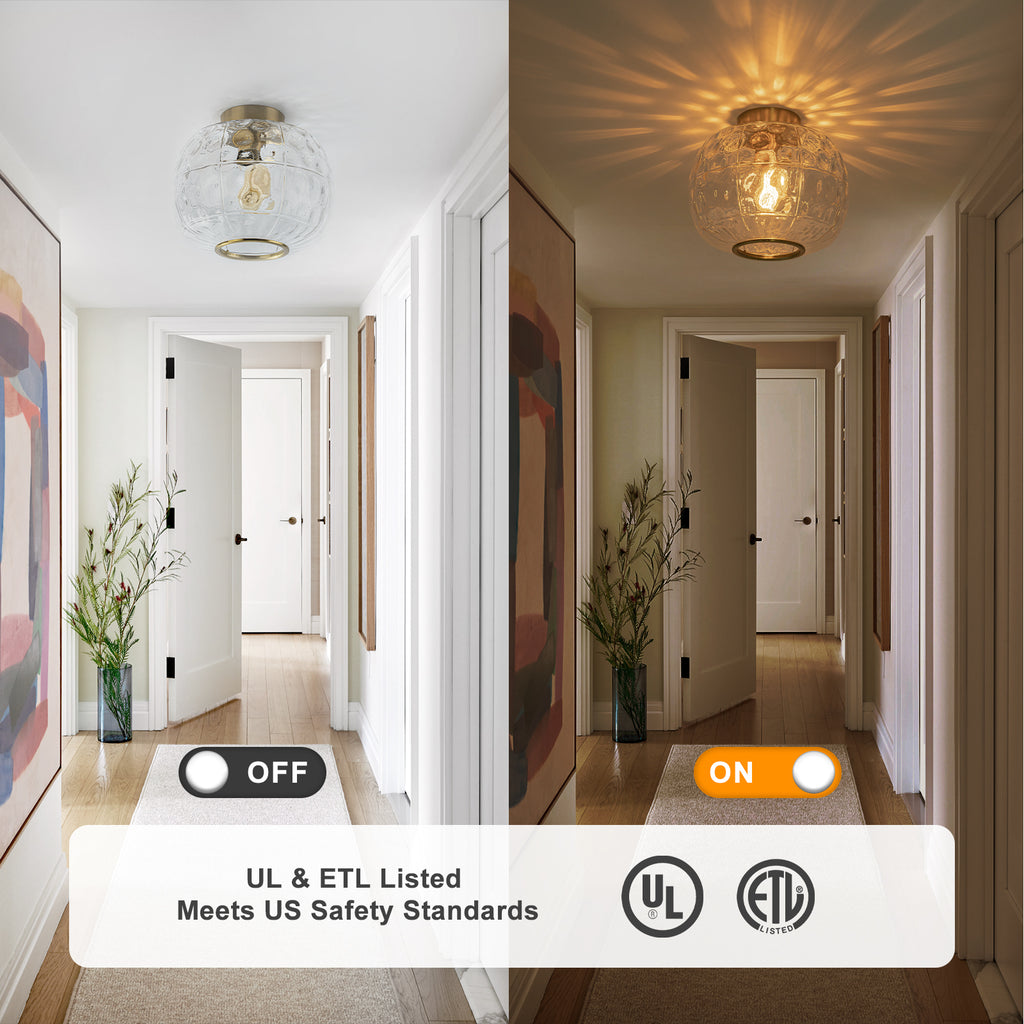 Modern Drum Flush Mount Ceiling Light Clear Textured Glass Shade - product image 11 | Zenvolit