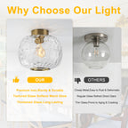 Modern Drum Flush Mount Ceiling Light Clear Textured Glass Shade - product image 12 | Zenvolit