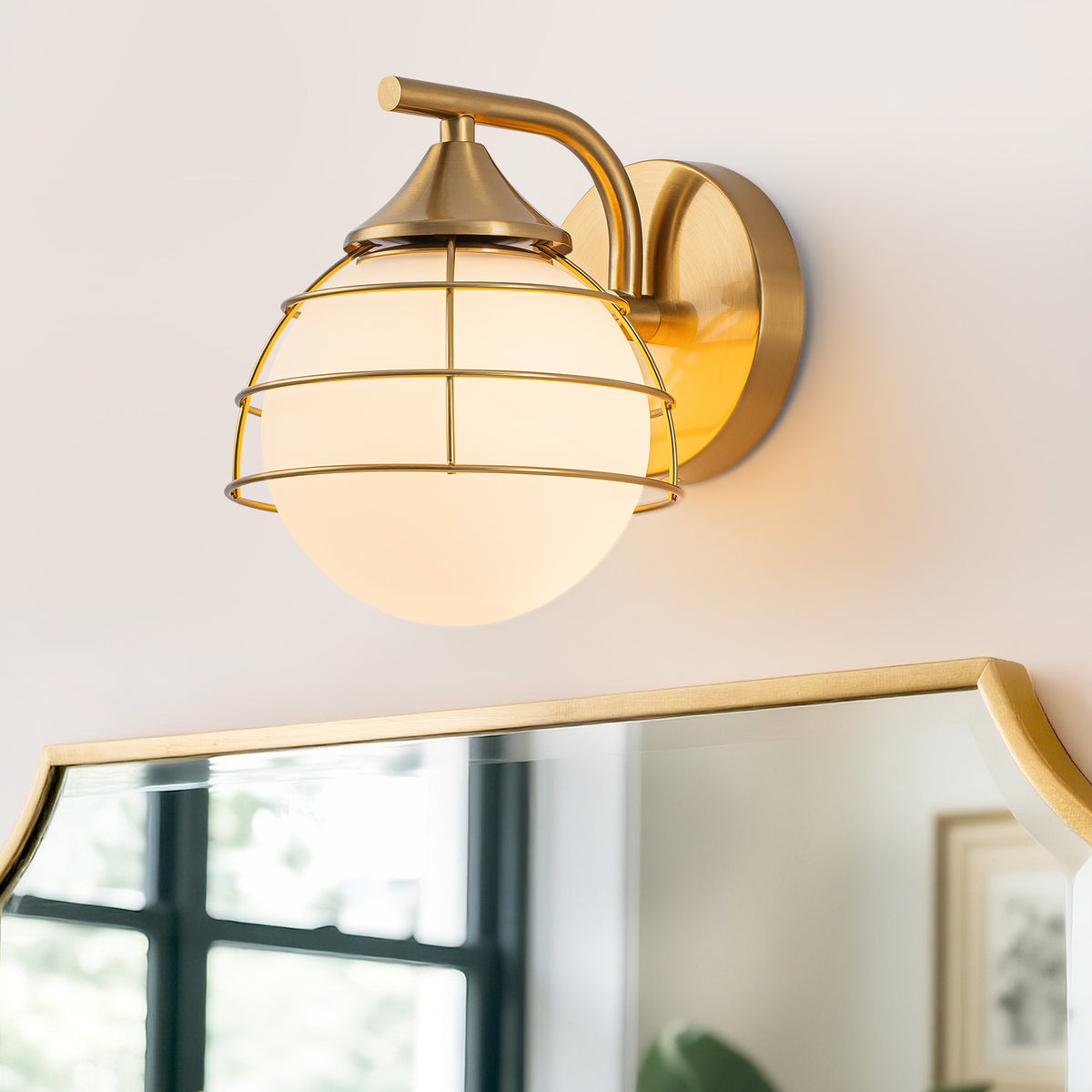 Wall Sconce Milk White Glass Globe Shade Bedroom Living Room Hallway