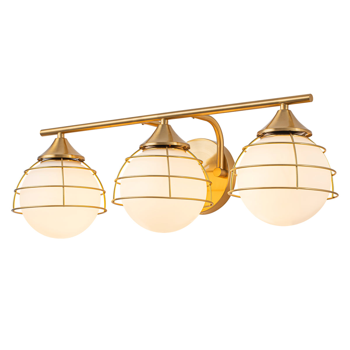 3-Light Wall Sconce Milk White Glass Globe Shade Bedroom Living Room Hallway - product image 1 | Zenvolit