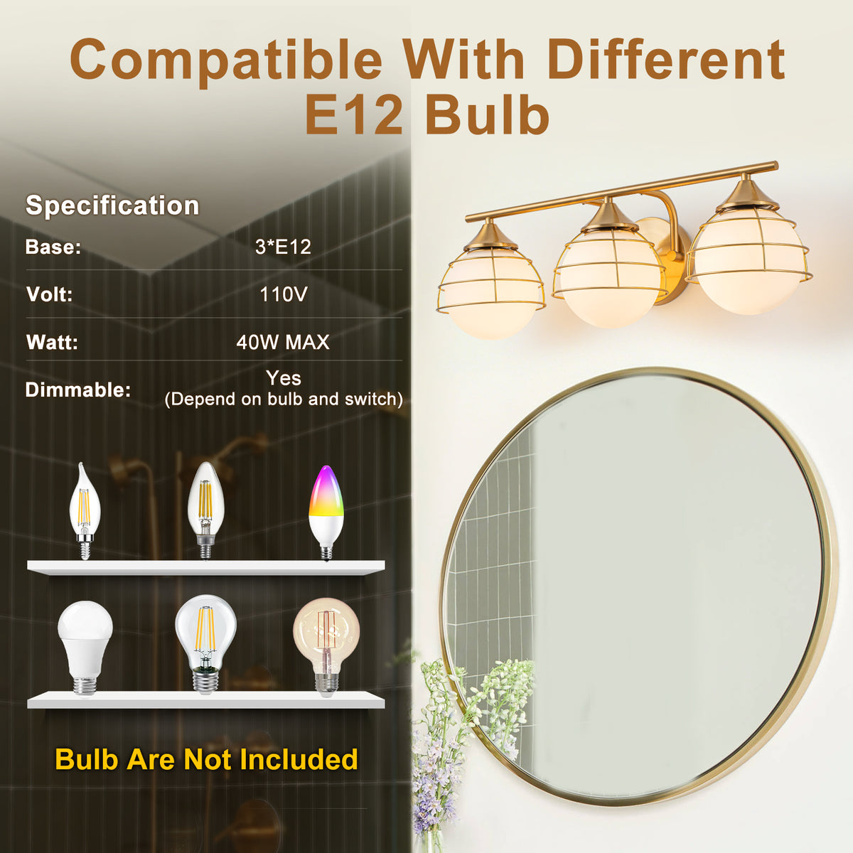 3-Light Wall Sconce Milk White Glass Globe Shade Bedroom Living Room Hallway