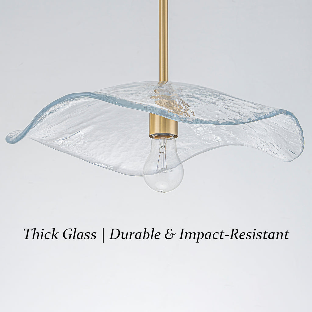 1-Light Antique Brass Pendant Light Fixture Clear Glass Kitchen Island - product image 9 | Zenvolit