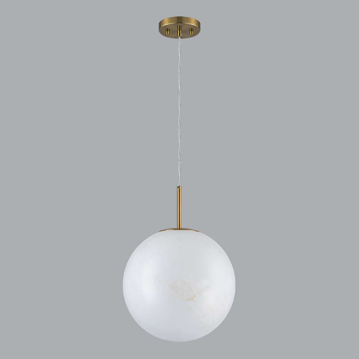 Modern Antique Brass Pendant Light with Marbled Glass Globe Shade - product image 5 | Zenvolit