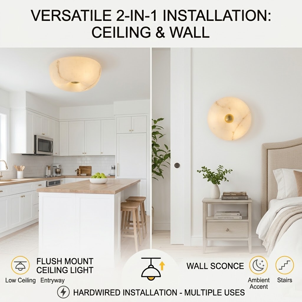 3-Light Antique Flush Mount Ceiling Light with Faux Marble Glass Shade - product image 2 | Zenvolit