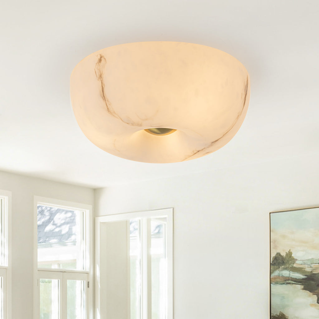 3-Light Antique Flush Mount Ceiling Light with Faux Marble Glass Shade - product image 5 | Zenvolit