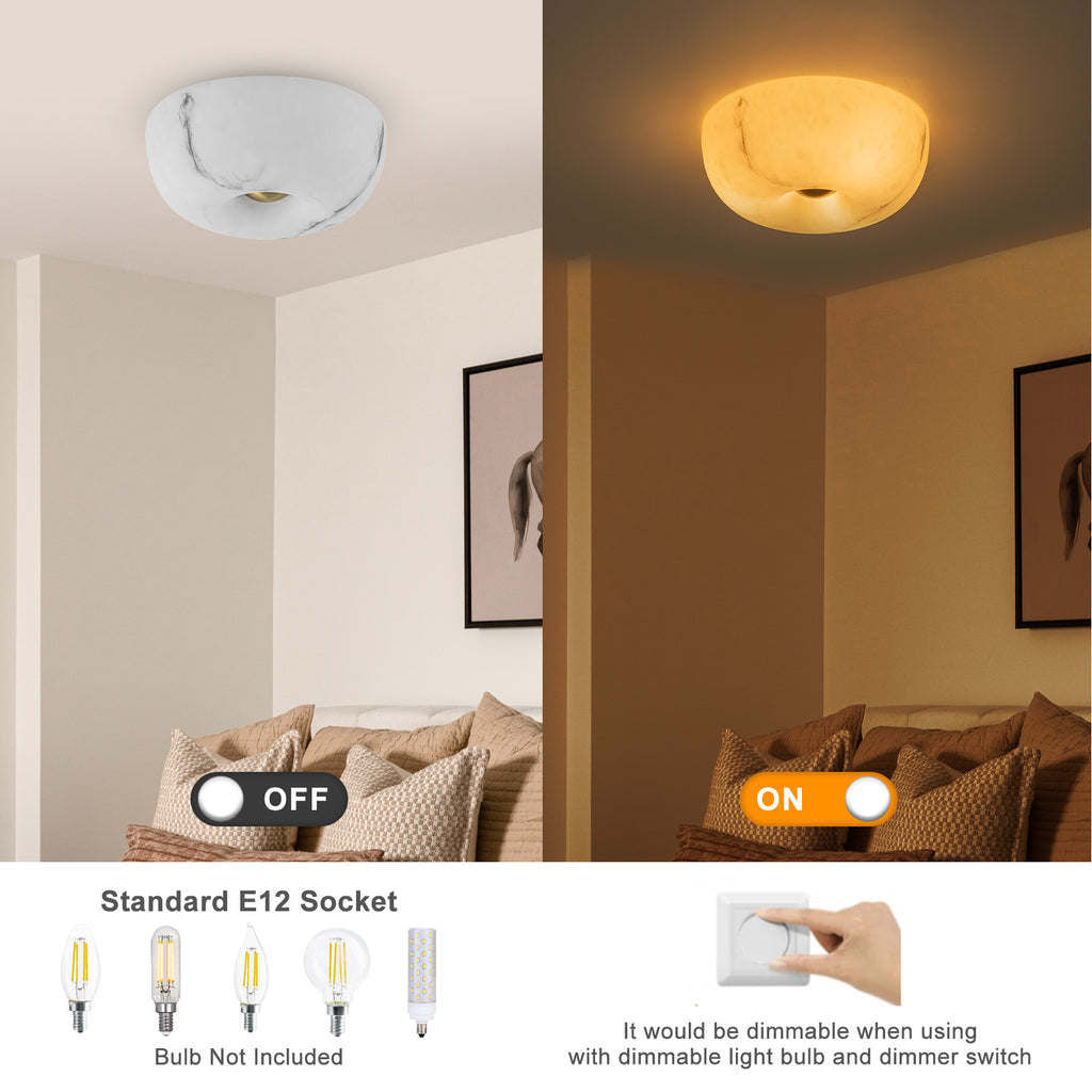3-Light Antique Flush Mount Ceiling Light with Faux Marble Glass Shade - product image 11 | Zenvolit