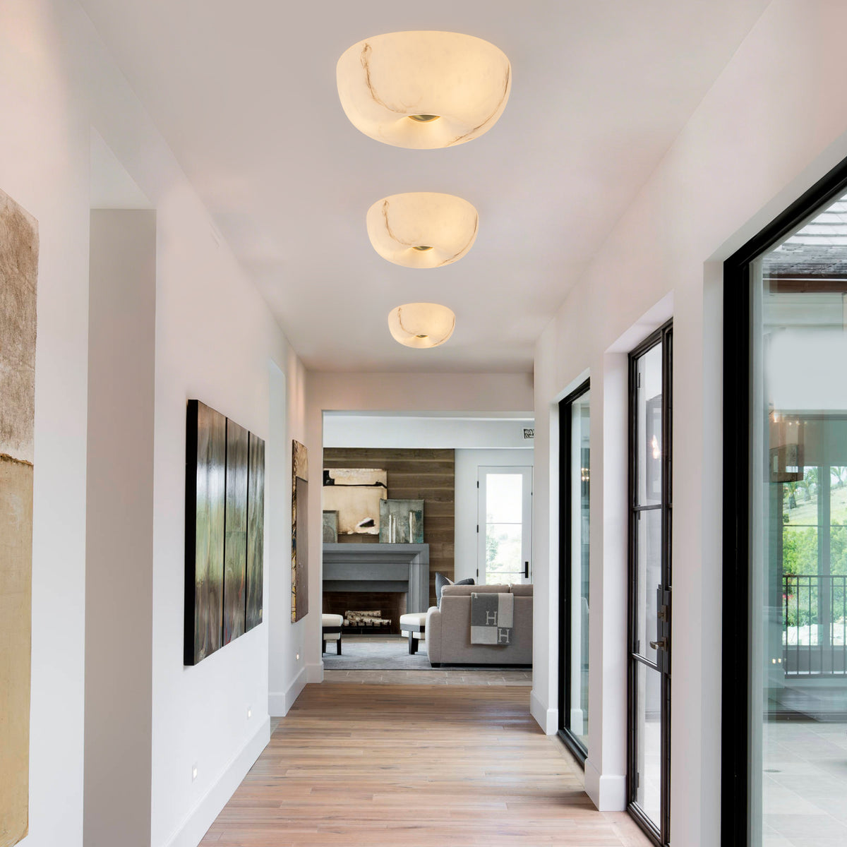 3-Light Antique Flush Mount Ceiling Light with Faux Marble Glass Shade - product image 14 | Zenvolit