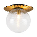 Gold Flush Mount Ceiling Light Clear Textured Glass Globe Bedroom - product image 1 | Zenvolit