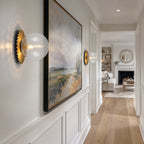 Gold Flush Mount Ceiling Light Clear Textured Glass Globe Bedroom