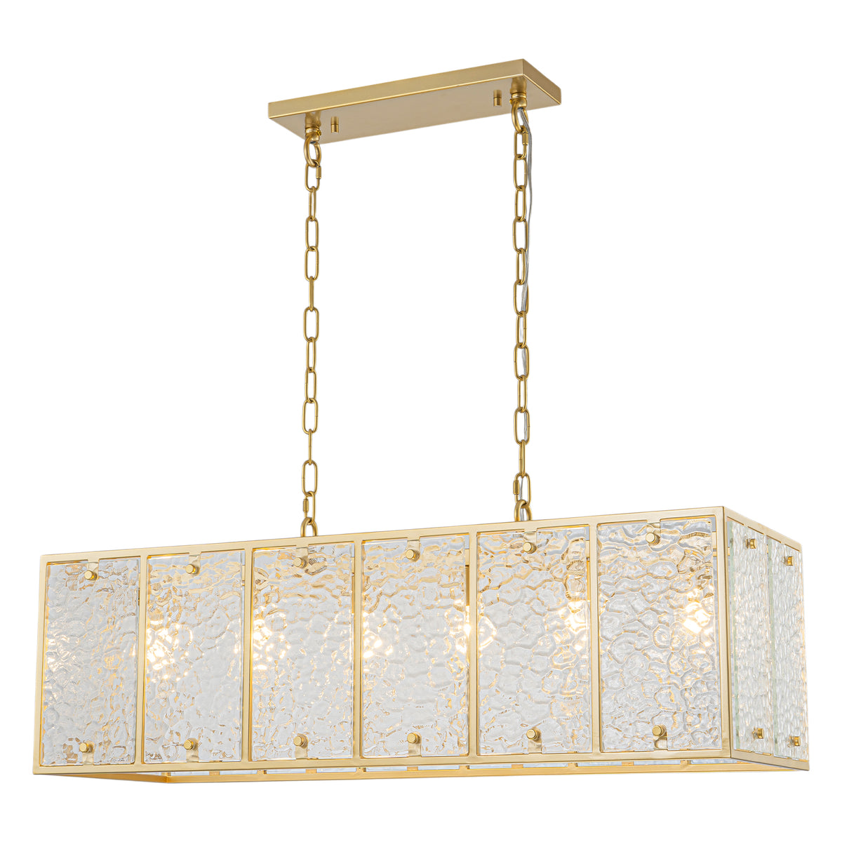 6-Light Linear Chandelier Hammered Glass Kitchen Island Pendant Light - product image 11 | Zenvolit