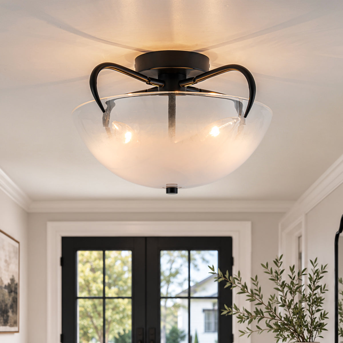 3 Light Modern Flush Mount Ceiling Light Opal Gradient Glass Shade - product image 2 | Zenvolit