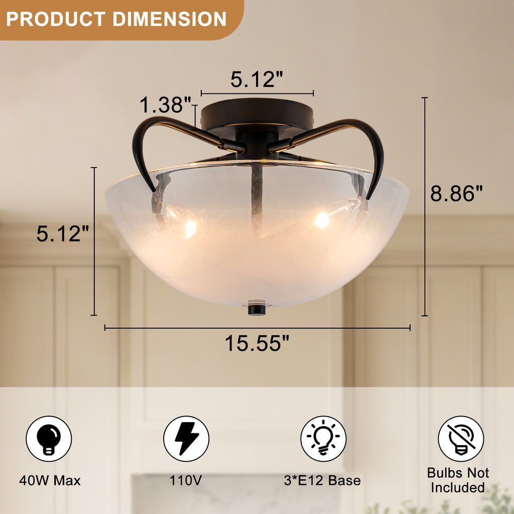 3 Light Modern Flush Mount Ceiling Light Opal Gradient Glass Shade - product image 7 | Zenvolit