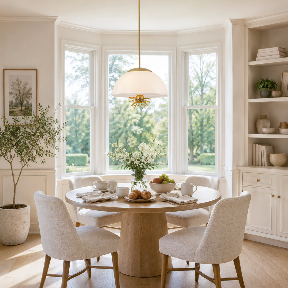 3-Light Dome Pendant Light White Glass Shade Kitchen Island Dining - product image 5 | Zenvolit