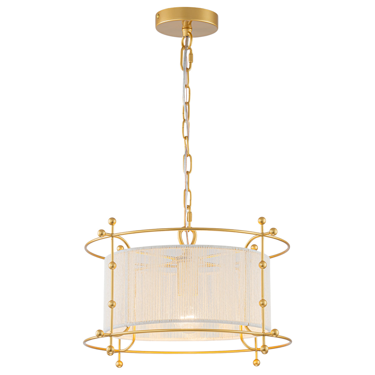 Modern Cylinder Pendant Light White Fabric Shade Kitchen Island