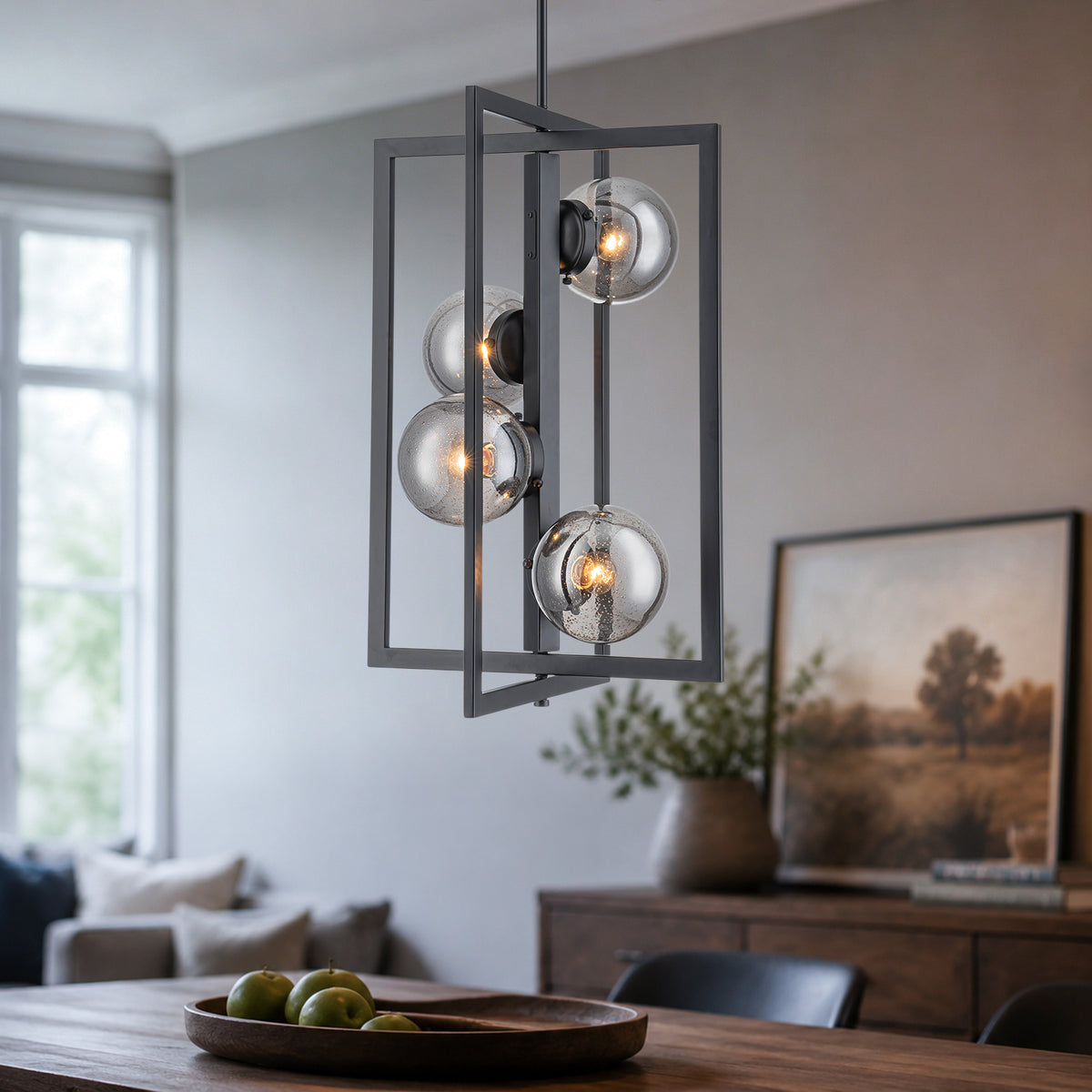 4-Light Chandelier Pendant Light Smoky Glass Globe Shades Kitchen Island - product image 1 | Zenvolit