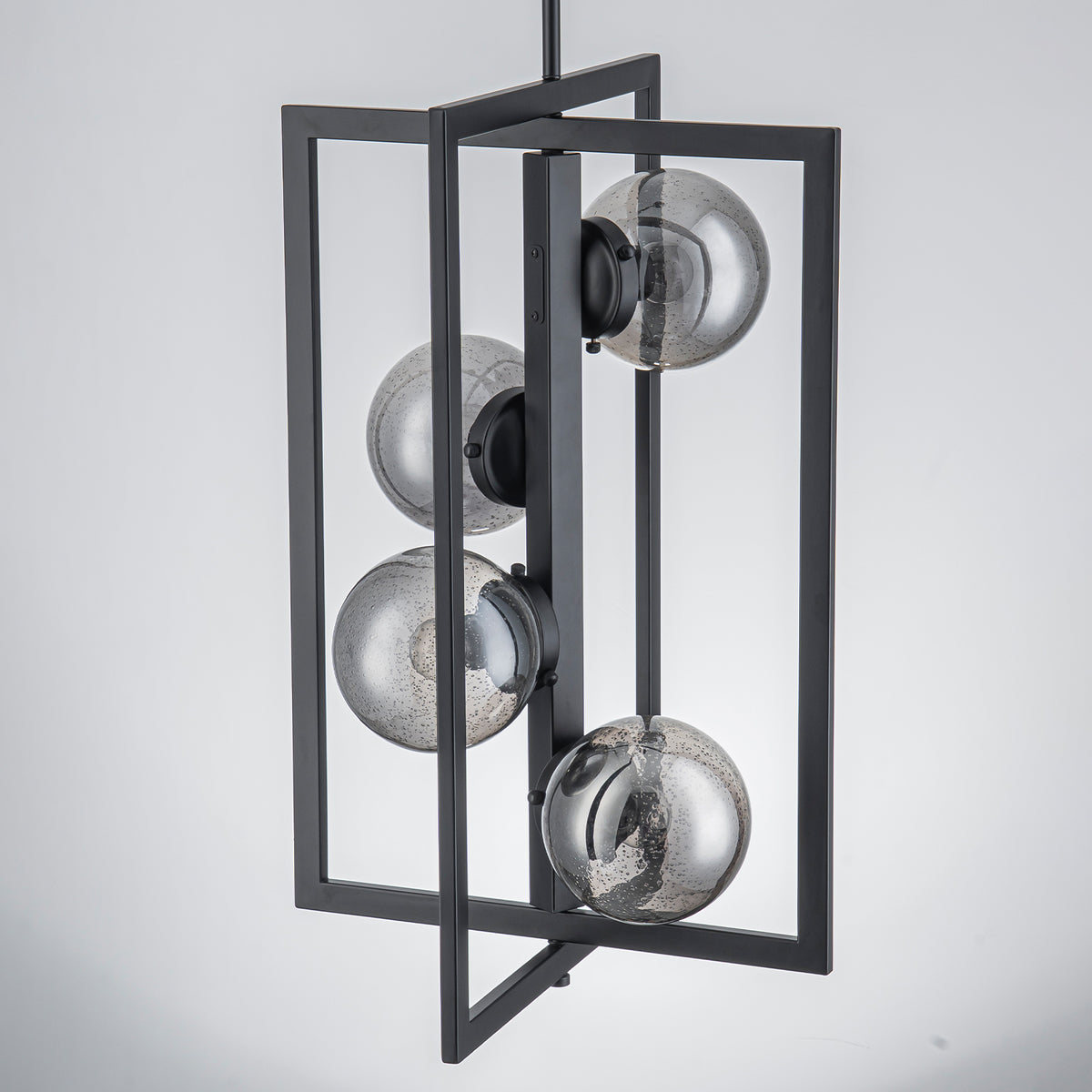 4-Light Chandelier Pendant Light Smoky Glass Globe Shades Kitchen Island