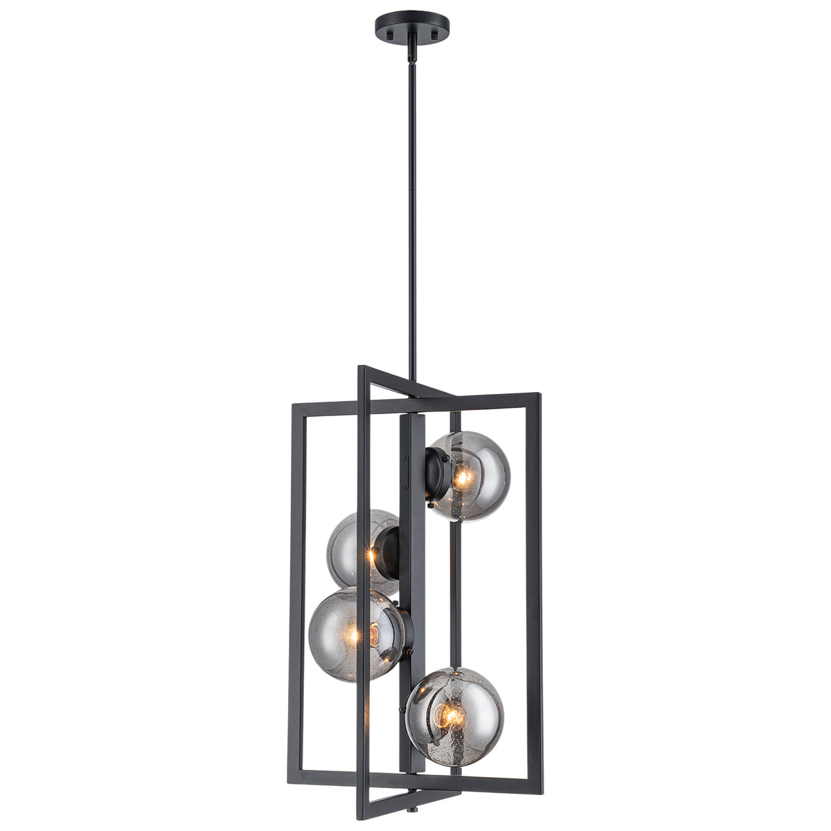 4-Light Chandelier Pendant Light Smoky Glass Globe Shades Kitchen Island