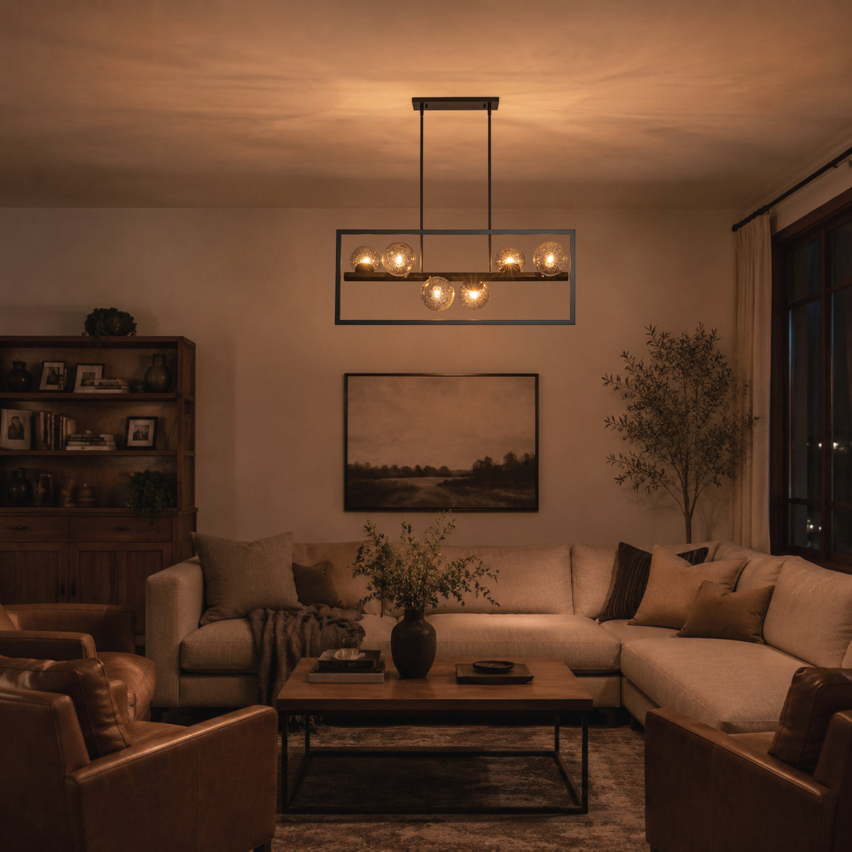 6-Light Chandelier Pendant Light Smoky Glass Globe Shades Kitchen Island - product image 3 | Zenvolit