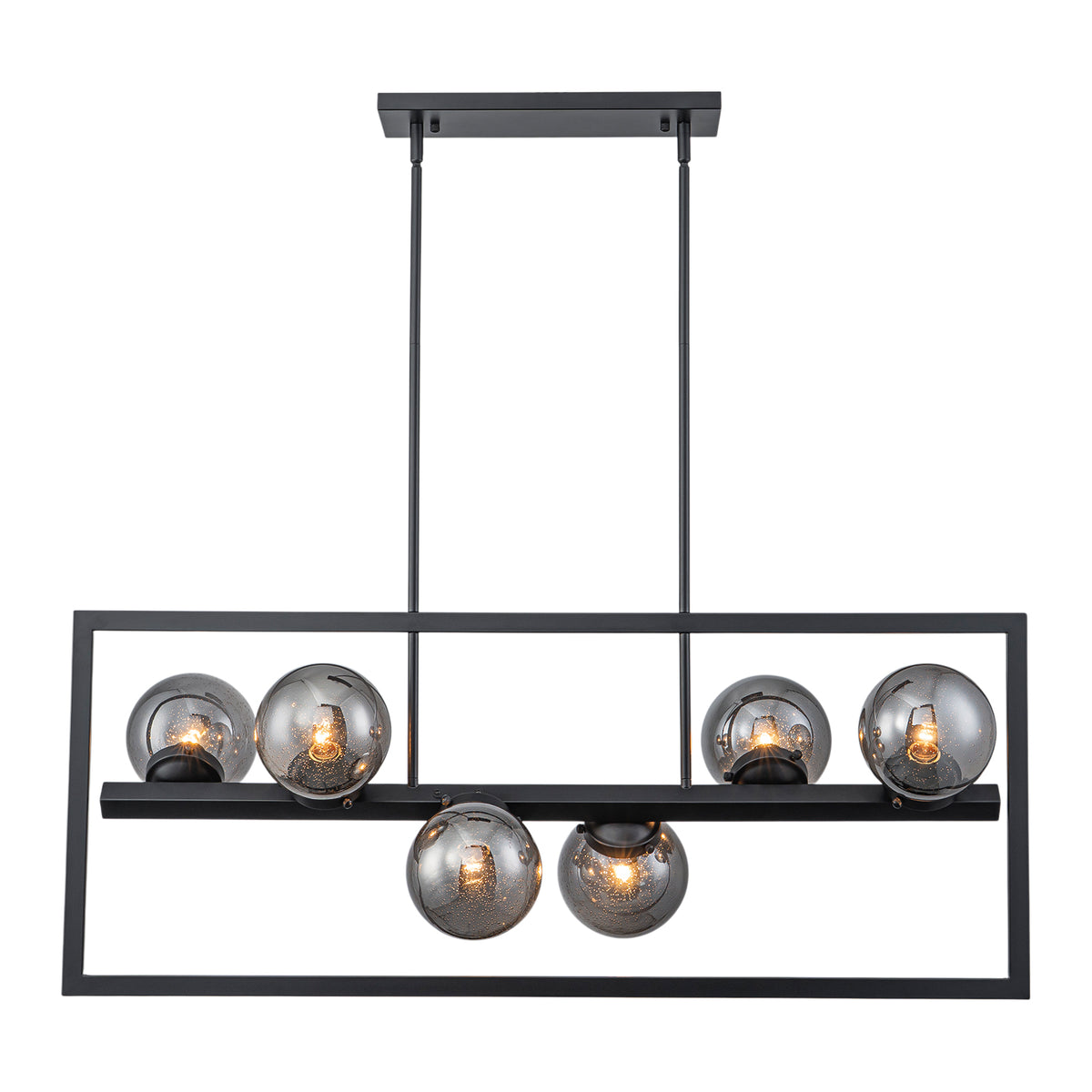 6-Light Chandelier Pendant Light Smoky Glass Globe Shades Kitchen Island - product image 11 | Zenvolit