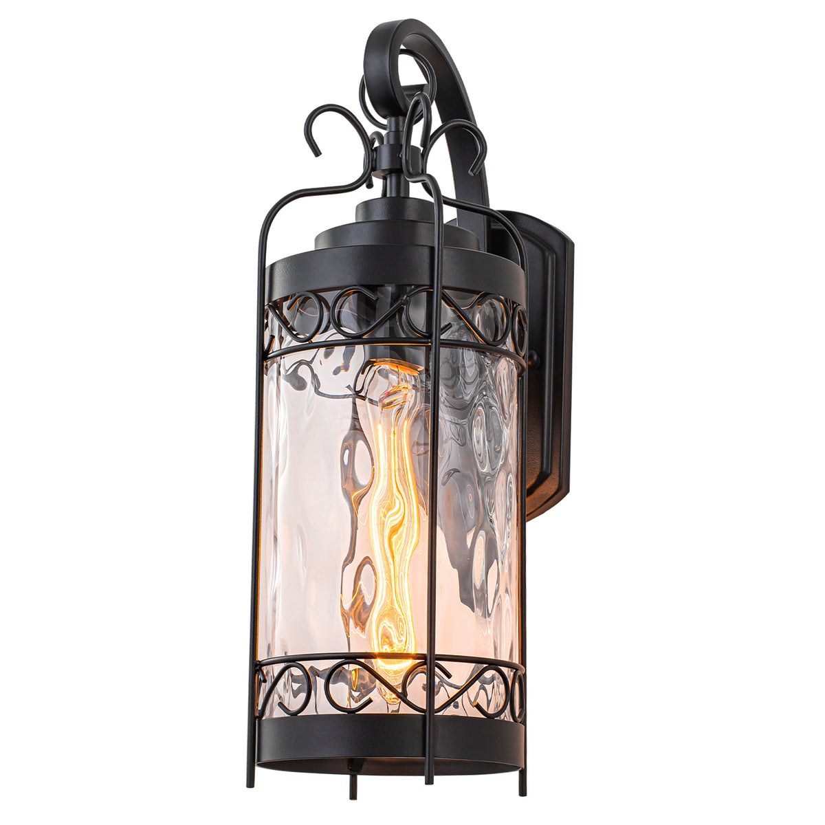 Black Outdoor Wall Lantern with Water Glass Waterproof Sconce Light - product image 1 | Zenvolit