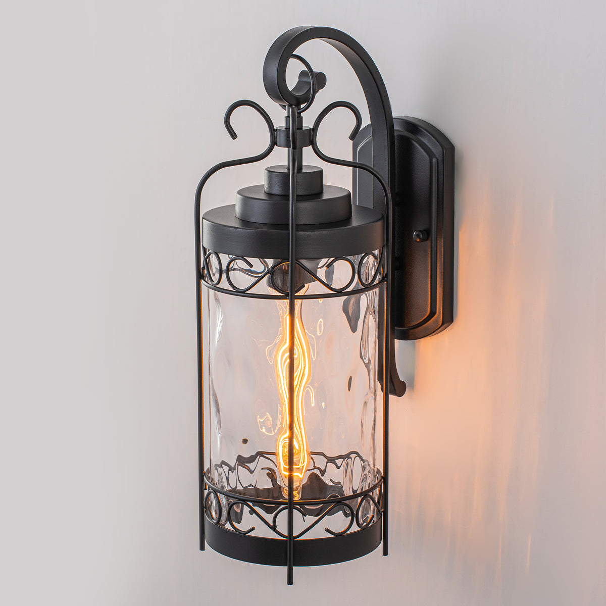 Black Outdoor Wall Lantern with Water Glass Waterproof Sconce Light - product image 4 | Zenvolit