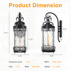 Black Outdoor Wall Lantern with Water Glass Waterproof Sconce Light - product image 6 | Zenvolit