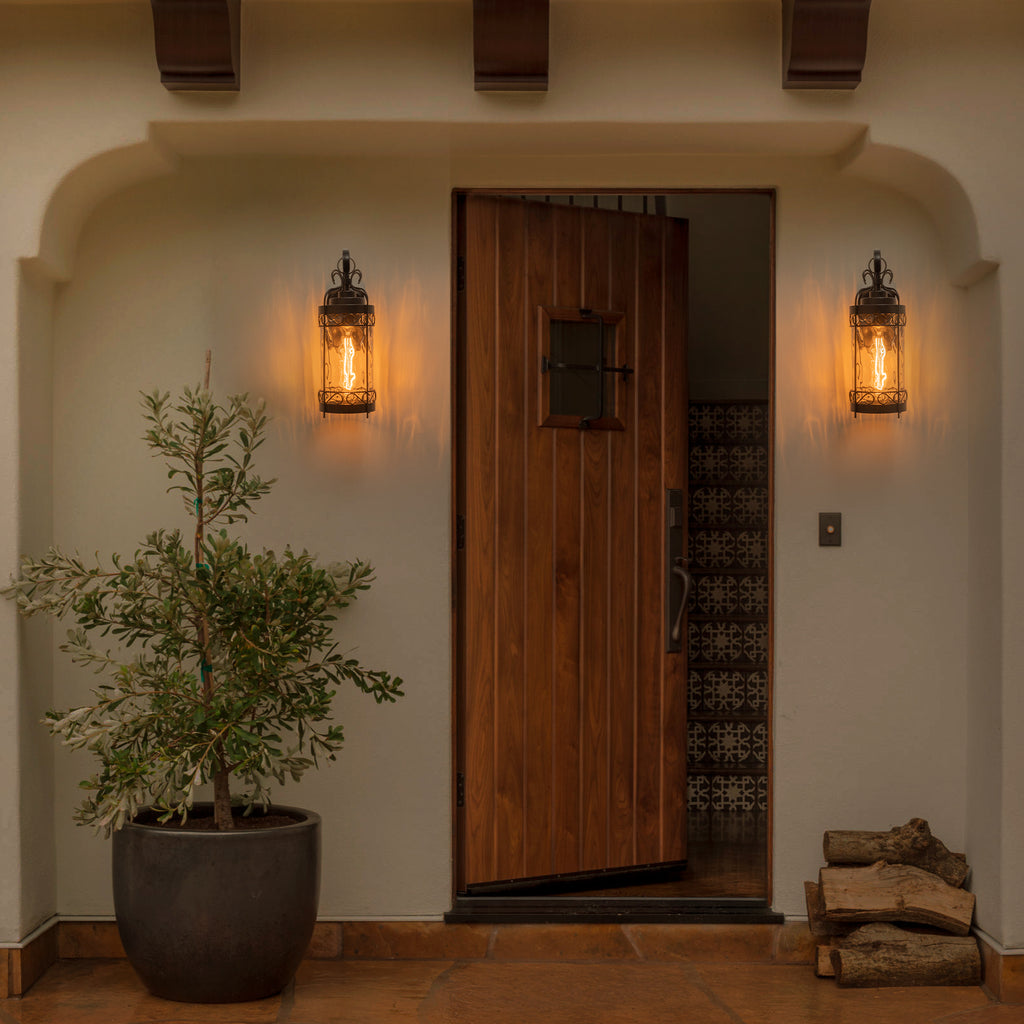 Black Outdoor Wall Lantern with Water Glass Waterproof Sconce Light - product image 9 | Zenvolit