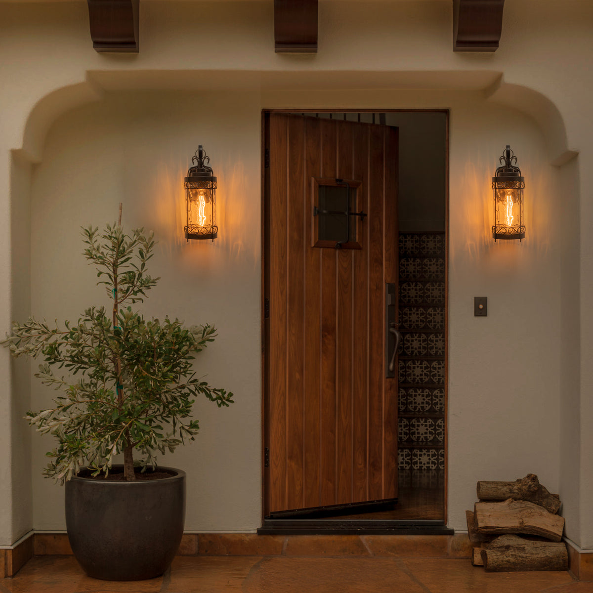Black Outdoor Wall Lantern with Water Glass Waterproof Sconce Light - product image 9 | Zenvolit