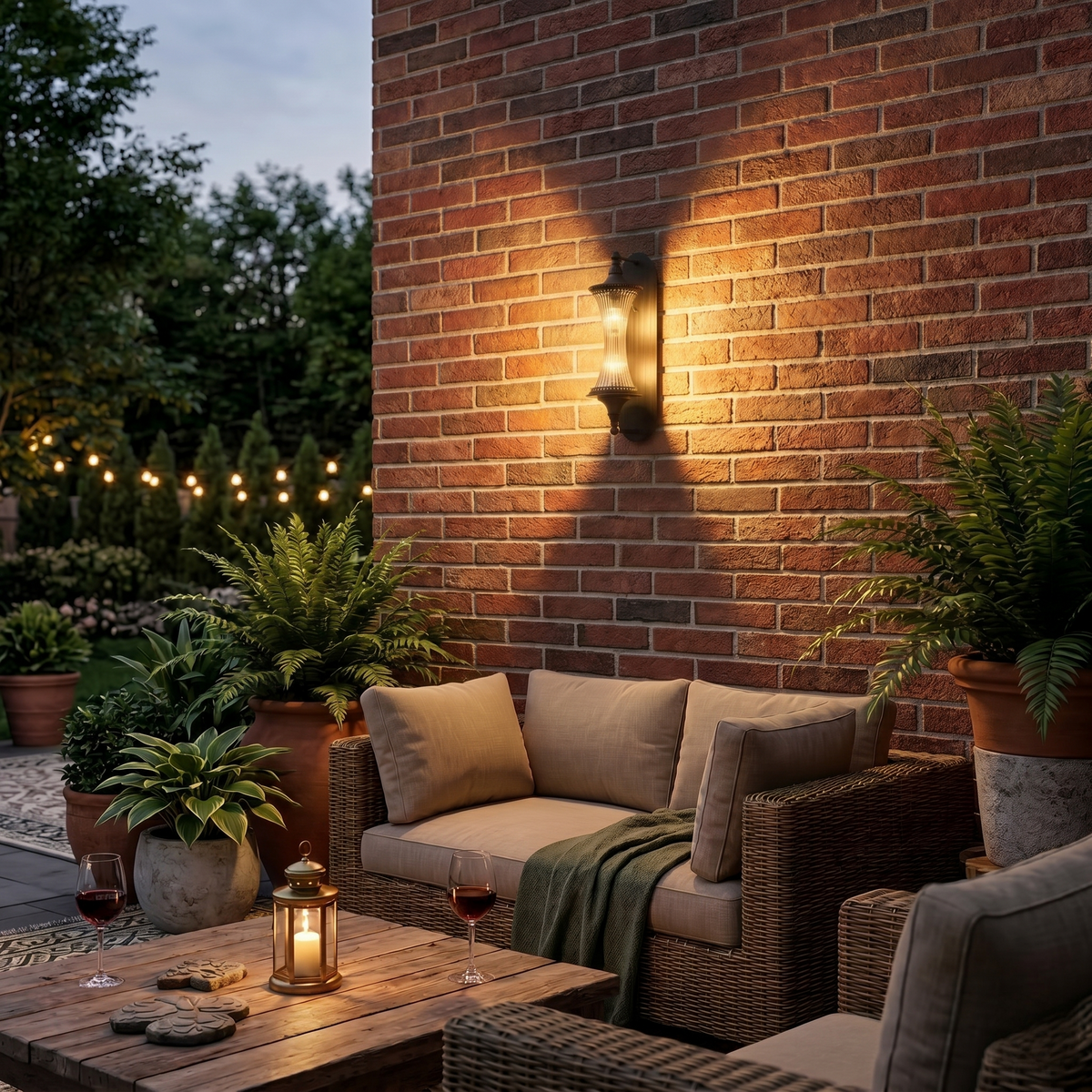 2-Light Matte Black Outdoor Wall Lantern Ribbed Glass Shade Patio - product image 2 | Zenvolit