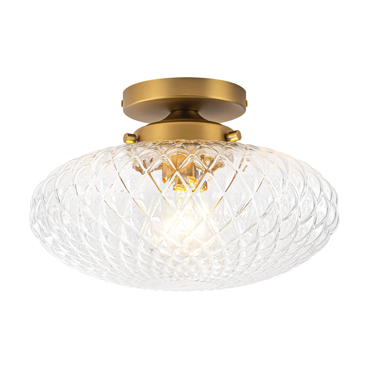 Flush Mount Ceiling Light Clear Textured Glass Shade Matte Copper - product image 1 | Zenvolit