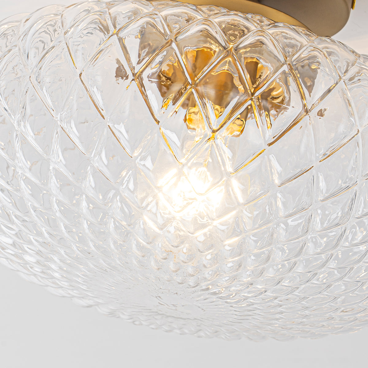 Flush Mount Ceiling Light Clear Textured Glass Shade Matte Copper - product image 3 | Zenvolit