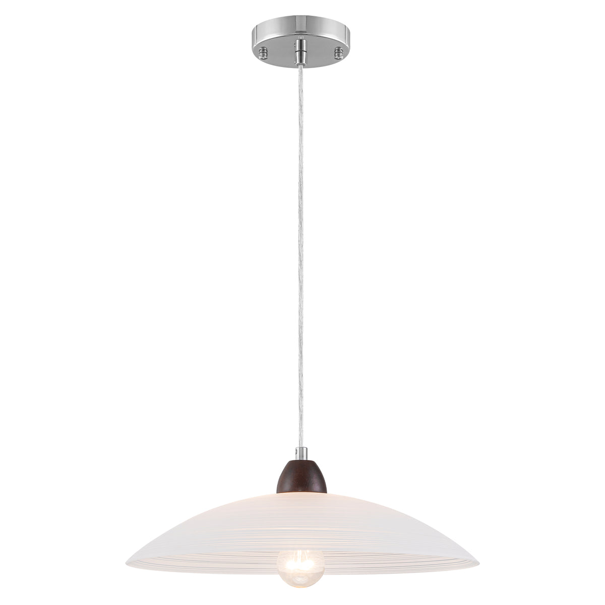 1-Light Modern Chrome Dome Pendant Light White Textured Glass Shade - product image 1 | Zenvolit