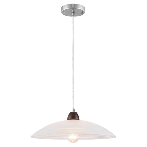 1-Light Modern Chrome Dome Pendant Light White Textured Glass Shade - product image 1 | Zenvolit