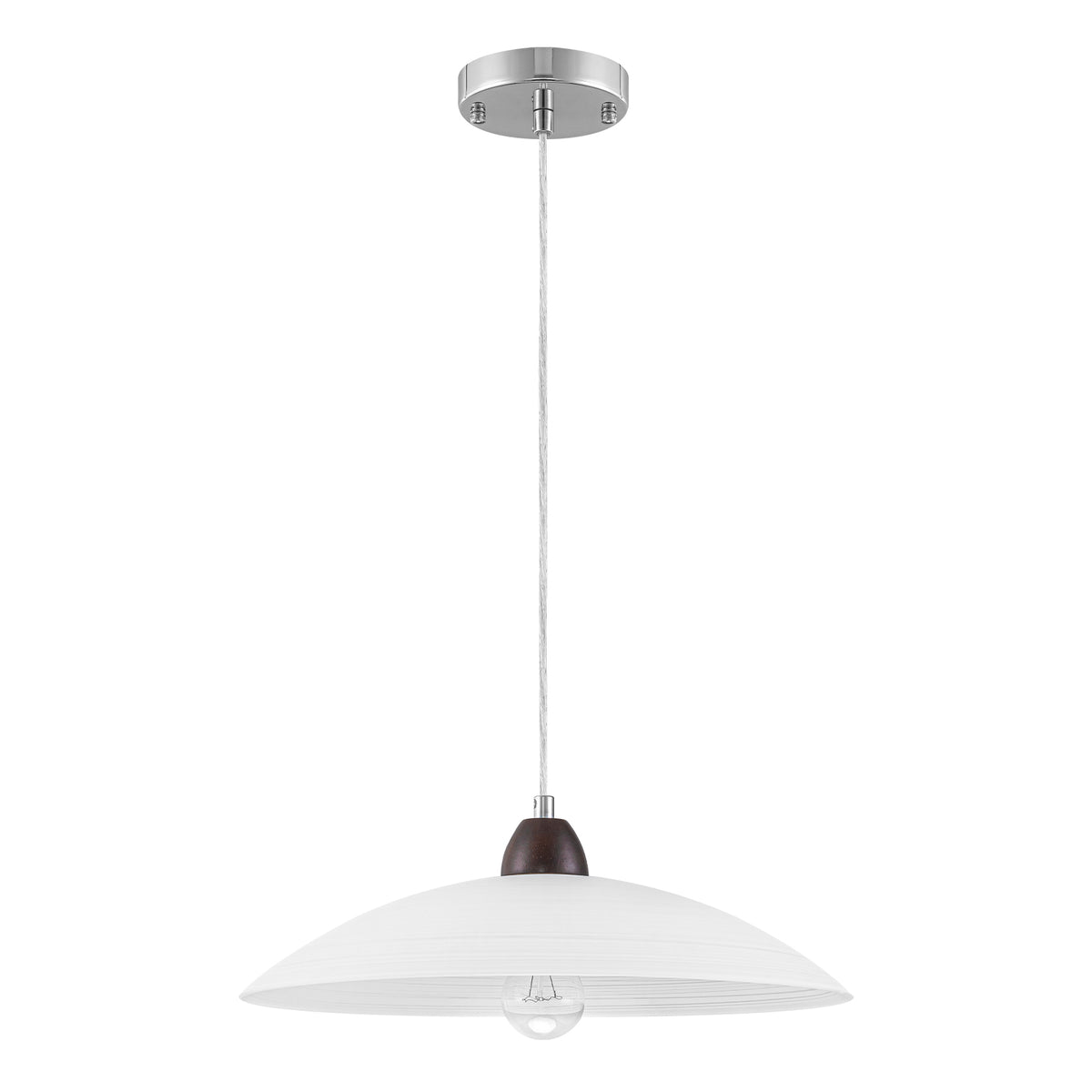 1-Light Modern Chrome Dome Pendant Light White Textured Glass Shade - product image 5 | Zenvolit